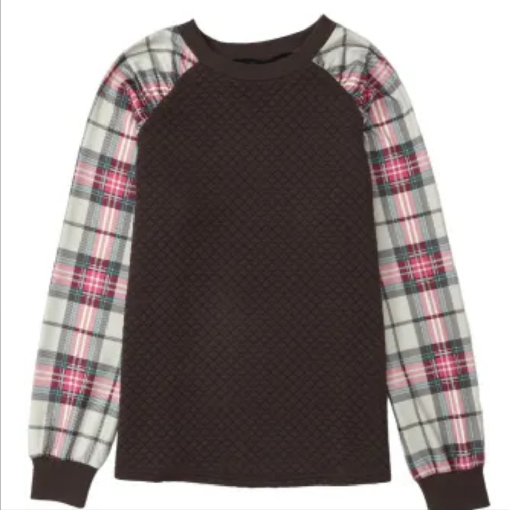 New quilted plaid raglan top - Picture 6 of 13